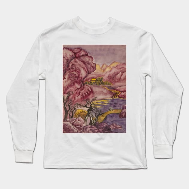 China  landscape with purple hills Long Sleeve T-Shirt by IrinaAfonskaya